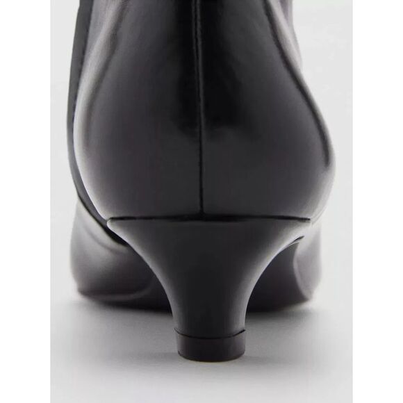 MANGO Supra Leather Kitten Heel Ankle Boots 38 7.5 NEW - Picture 4 of 6